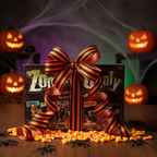 Zombie-opoly Board Game as Halloween gift with orange and black bow - perfect horror game gift - More4less Outlet