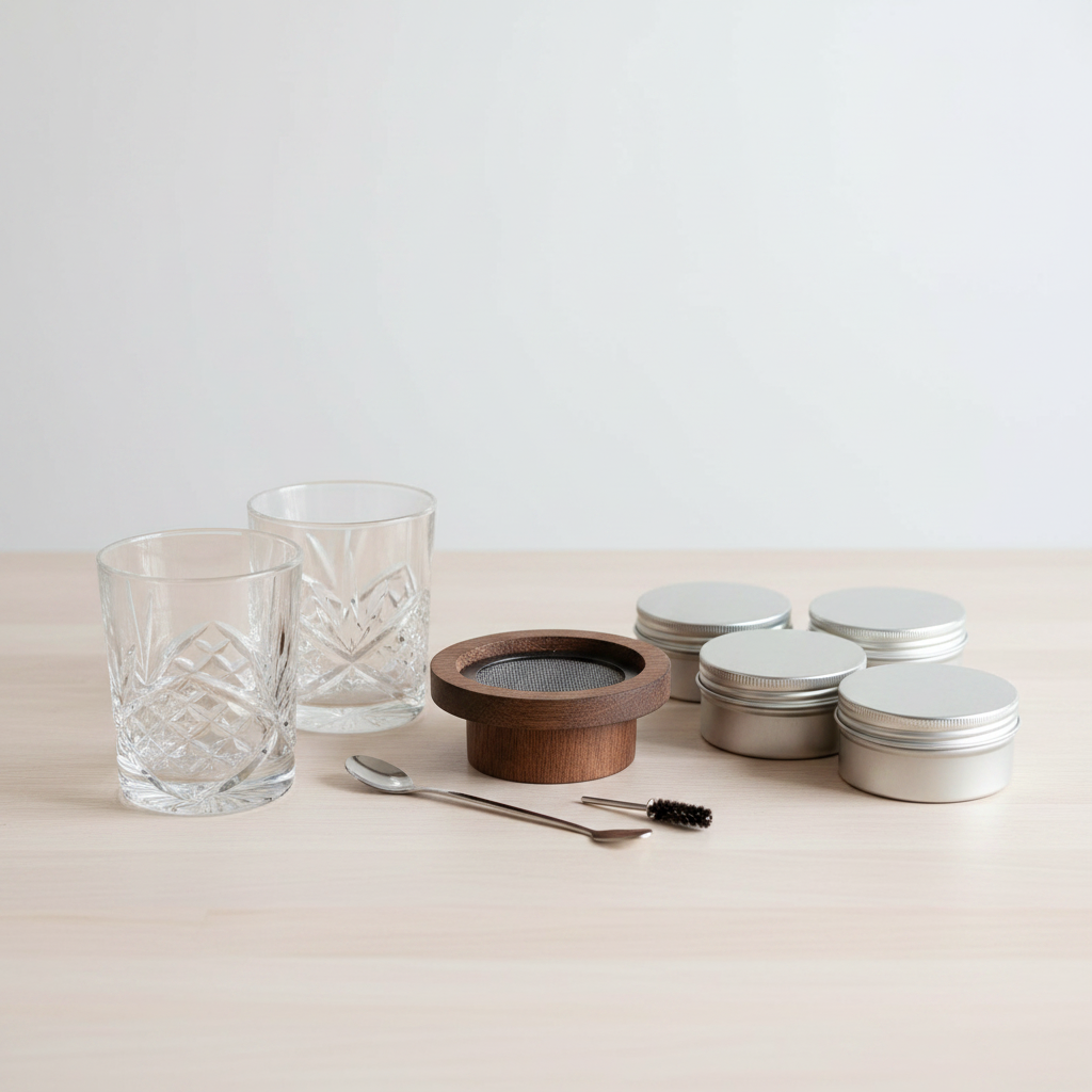Godinger Dublin crystal smoker set accessories arranged on a neutral surface without readable labels