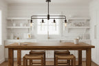 Better Homes and Gardens 4-light bronze island pendant over farmhouse kitchen island