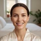 Woman radiant youthful eyes smooth under-eye skin smiling soft natural light fresh glowing complexion premium anti-aging skincare results clean beauty - More4less Outlet
