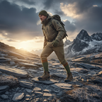 Wolverine merino wool boot socks man hiking rocky trail heavy work boots cold weather mountain landscape - More4less Outlet
