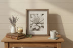 Rustic farmhouse tabletop decor featuring an 8x10 matted picture frame on a side table