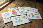 Colorful custom greeting cards created with Cupixel AR guided drawing experience — More4less Outlet