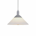 Globe Electric Baldwin 61135 pendant with grey fabric cord and frosted conical shade