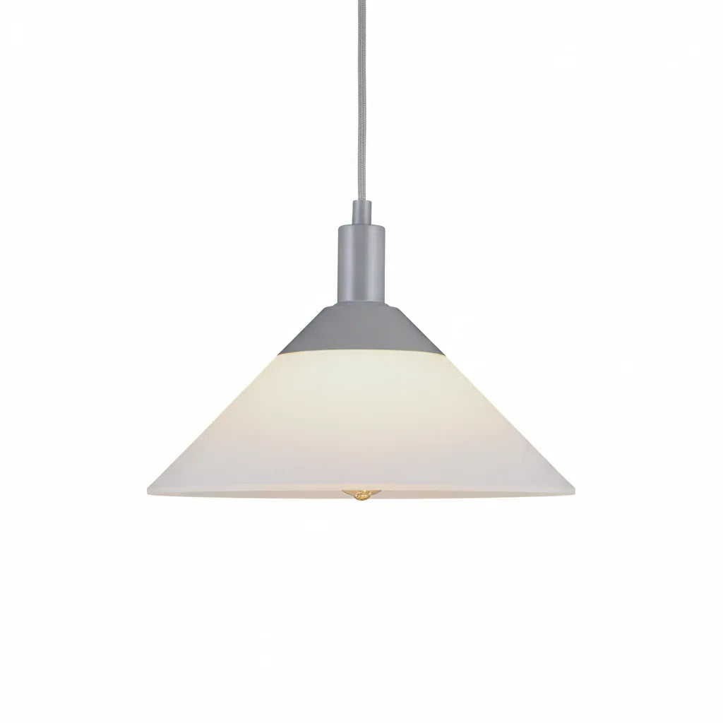 Globe Electric Baldwin matte grey pendant light clean white studio background
