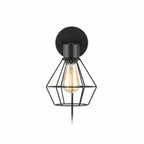 Globe Electric Evans matte black wire cage wall sconce clean white studio background