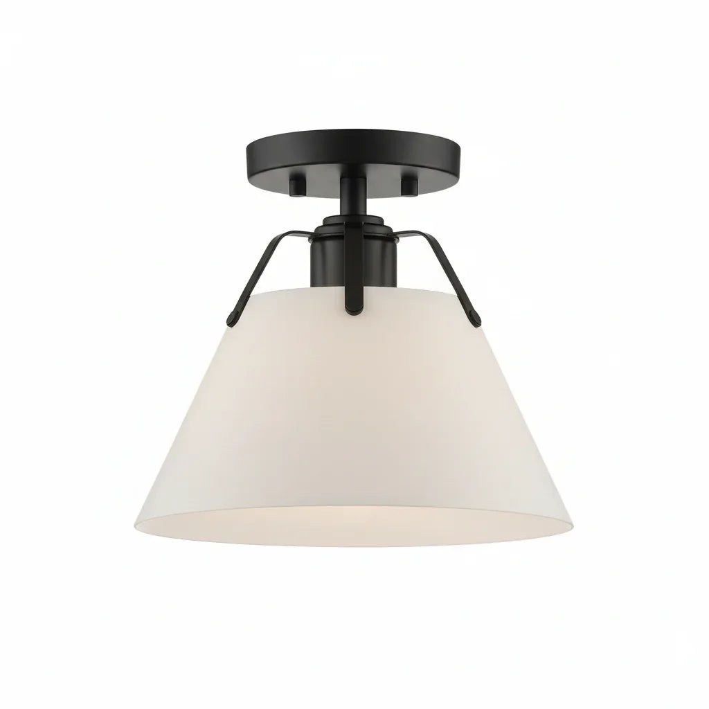 Avec Avery semi-flush mount matte black white shade clean white studio background