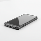 Samsung Galaxy S8 shown inside grey and clear rugged protective case