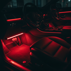 Crystal LED tube light bars glowing red under car seats dark vehicle interior vibrant red ambient accent lighting automotive customization - More4less Outlet