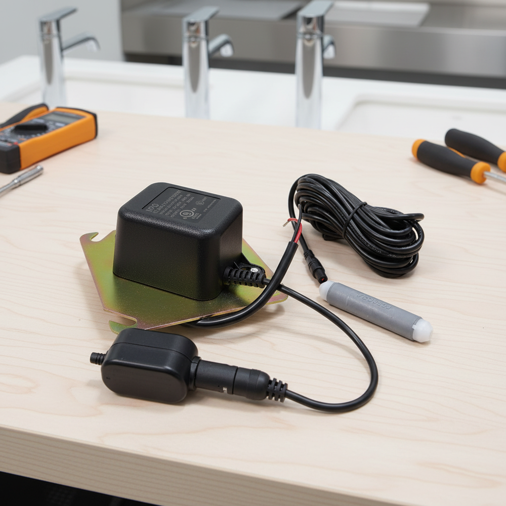 American Standard PK00.HAC hard-wired AC power kit arranged on a professional electrical maintenance workbench