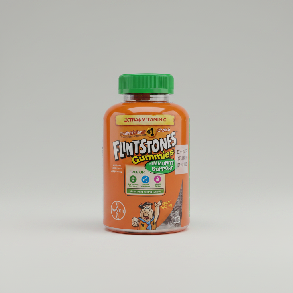Flintstones Gummies Plus Immunity Support 150-count bottle on a neutral studio surface
