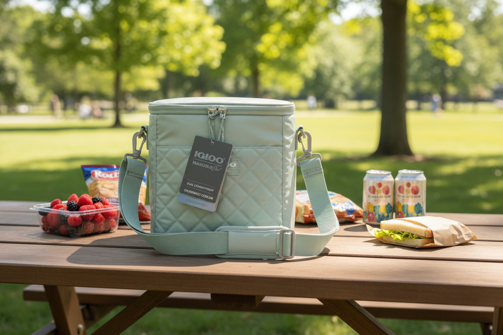 Igloo MaxCold Duo 8-Can Crossbody Cooler - New & Factory Sealed - Dual compartment insulation for hot and cold - More4less Outlet Verified