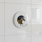 Grohe GrohSafe 3.0 valve behind a finished white tile shower wall with a Grohe trim kit installed over it.