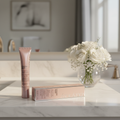 Lifestyle context image of Mary Kay TimeWise Repair Volu-Firm Eye Renewal Cream (AI-generated for visual illustration only) – marble vanity morning light – More4less Outlet