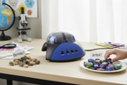 Maxx Explore Rock Tumbler on kids science desk with before and after display of rough rocks and polished gemstones