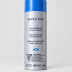 AI close-up of Mary Kay Moisturizing Shave Cream 6.5 oz can against pale background