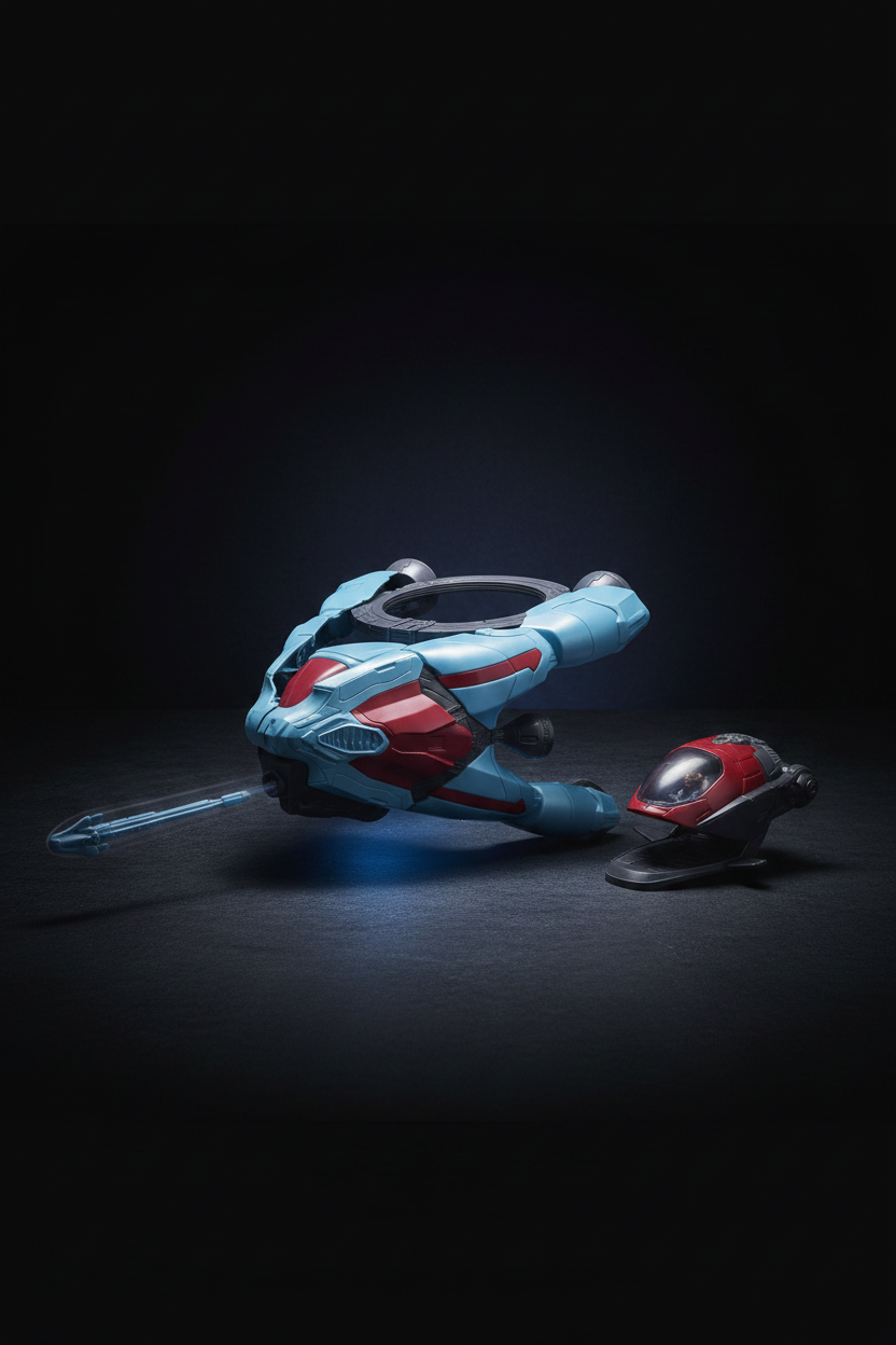 Marvel Guardians of the Galaxy Galactic Spaceship with detached space pod displayed side by side showing 2-in-1 feature — More4less Outlet