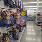 Marvel Legends Fantastic Four High Evolutionary retro cardback hanging on a retail toy store peg hook among other Marvel figures — More4less Outlet