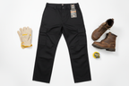 Dickies Flex Cargo Pant black flat lay with work boots tape measure and work gloves – More4less Outlet