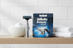 Gillette Sensor Excel 10-pack on bathroom shelf grooming setup lifestyle