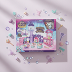 Magic Mixies Mixlings Magic Castle playset retail box on a pastel purple flat lay with sparkle gems and fairy tale accessories – More4less Outlet