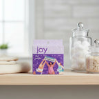 Joy 5-Blade Razor Refills 8ct on wood bathroom shelf with apothecary jars and waffle-weave hand towel