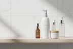 Mary Kay TimeWise Visibly Fit Body Lotion on minimalist bathroom shelf with professional skincare collection