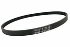 Close-up of industrial-grade rubber pulley drive belt under soft maintenance lighting