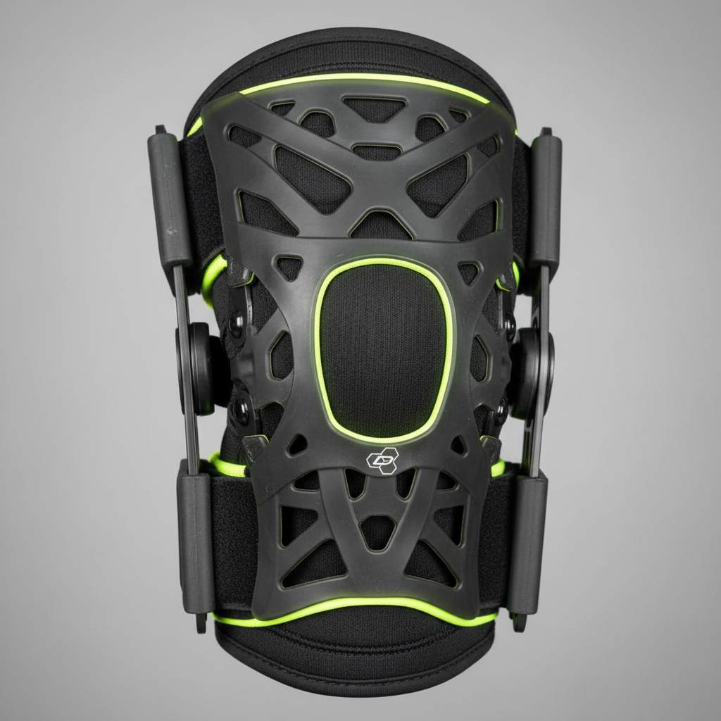 Macro close-up DonJoy Webtech patented silicone web honeycomb shock-absorbing pattern dual stabilizers — More4less Outlet