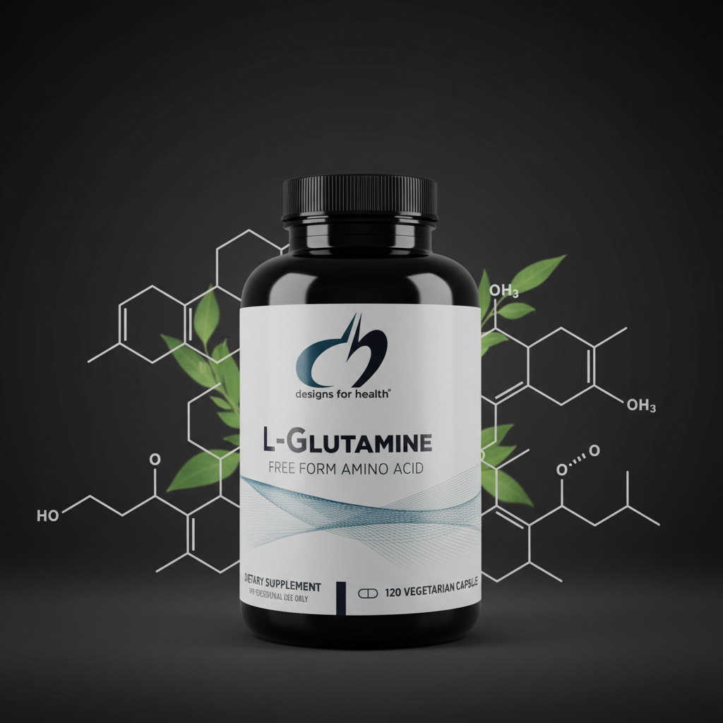 Designs for Health L-Glutamine dark charcoal editorial with botanical elements – More4less Outlet
