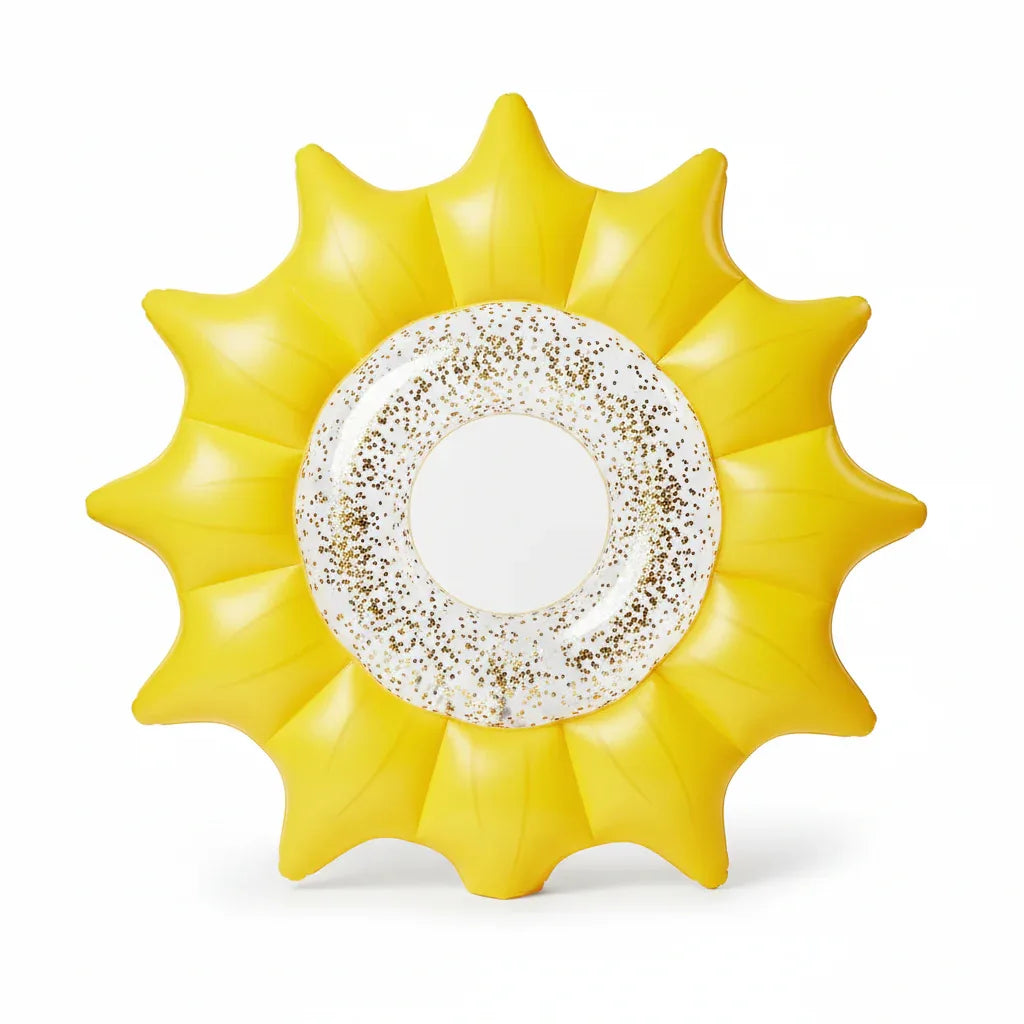 PoolCandy Sunflower Inflatable Pool Island fully inflated clean white studio background