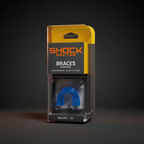 Shock Doctor blue Braces mouthguard dark charcoal editorial with orange Shock Doctor accent lighting – More4less Outlet
