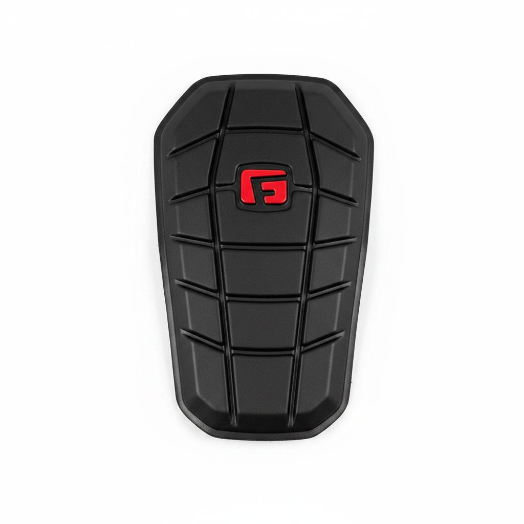 Close-up detail of G-Form Pro-S Blade Shin Guards SmartFlex segmented padding on white background