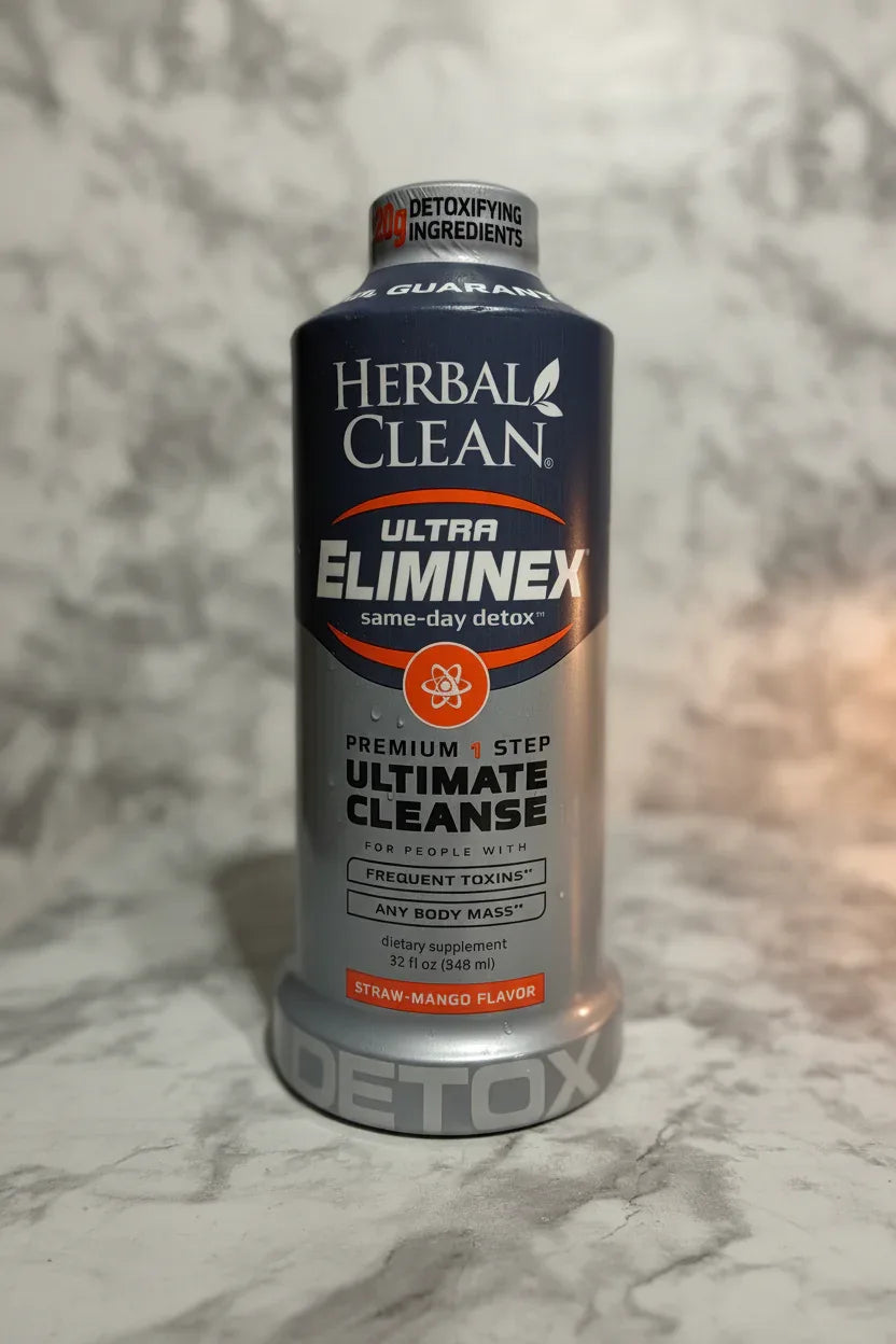 Detail-focused composition highlighting a sealed nutritional supplement bottle against white marble countertop