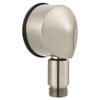 Metal shower head with a white background
