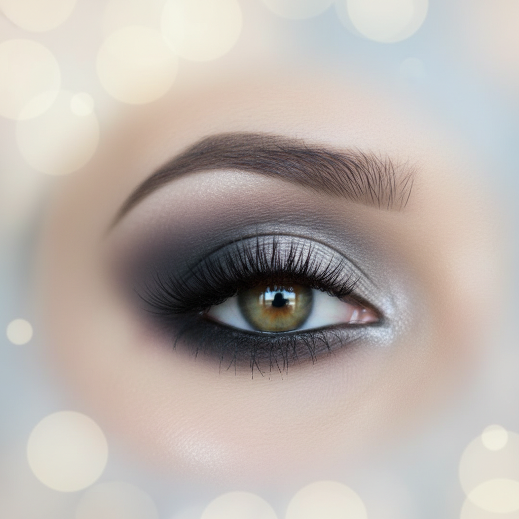 Close-up of beautifully blended smoky eyeshadow