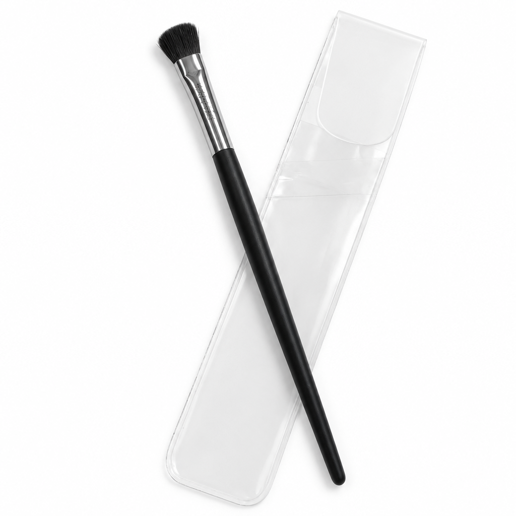 AI studio image of Mary Kay eye color brush beside clear protective sleeve