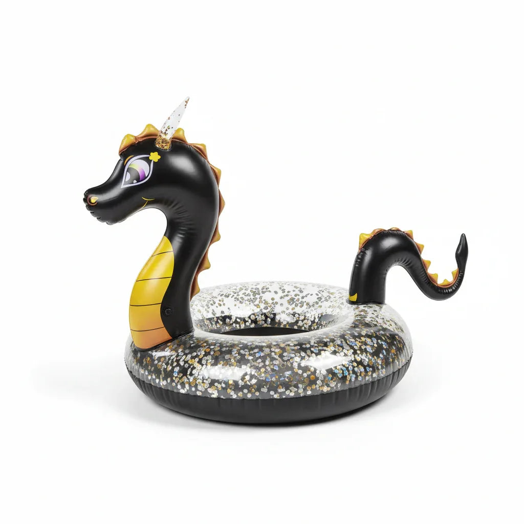 PoolCandy Glitter Dragon pool tube fully inflated clean white studio background