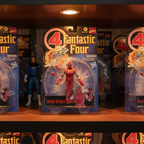 Marvel Legends High Evolutionary retro cardback figure displayed on a wooden collector shelf among other Marvel Legends figures — More4less Outlet