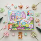 Vida the Vet Sweetwood Cozy Care Clinic retail box by Spin Master on a pastel pink and green flat lay with woodland props and plush animals – More4less Outlet