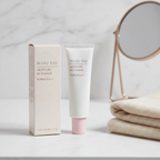 AI-generated contextual image of Mary Kay Moisture Rich Mask Formula 1 Cream Mask 4 oz beside a towel and vanity mirror