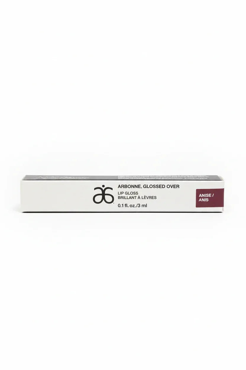 Arbonne Glossed Over Lip Gloss Anise white background studio product shot