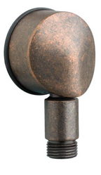 Bronze-colored metal fitting on a white background