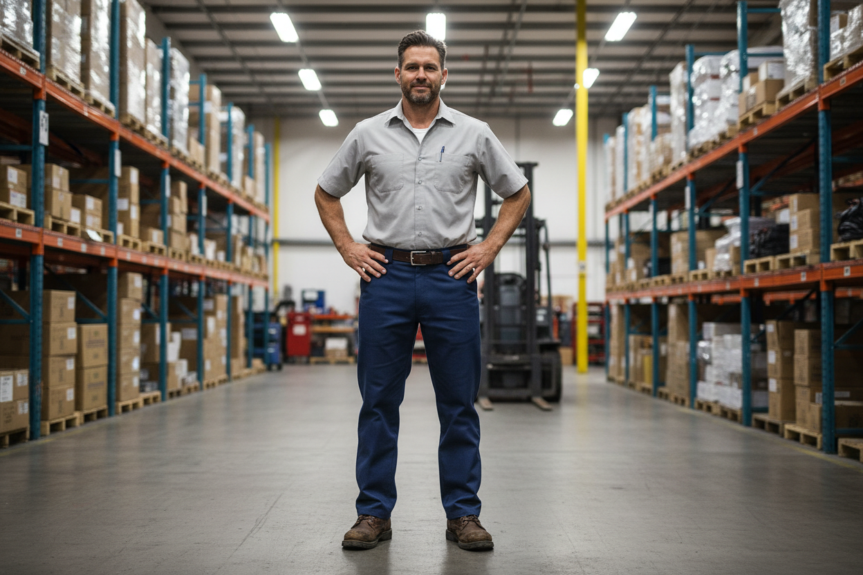 Dickies 874 Original Fit Work Pant navy 50x30 worn by male worker on job site with work boots – More4less Outlet