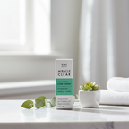Rael Beauty Miracle Clear Acne Serum green and white box on white marble vanity with soft morning light and botanical accents – More4less Outlet