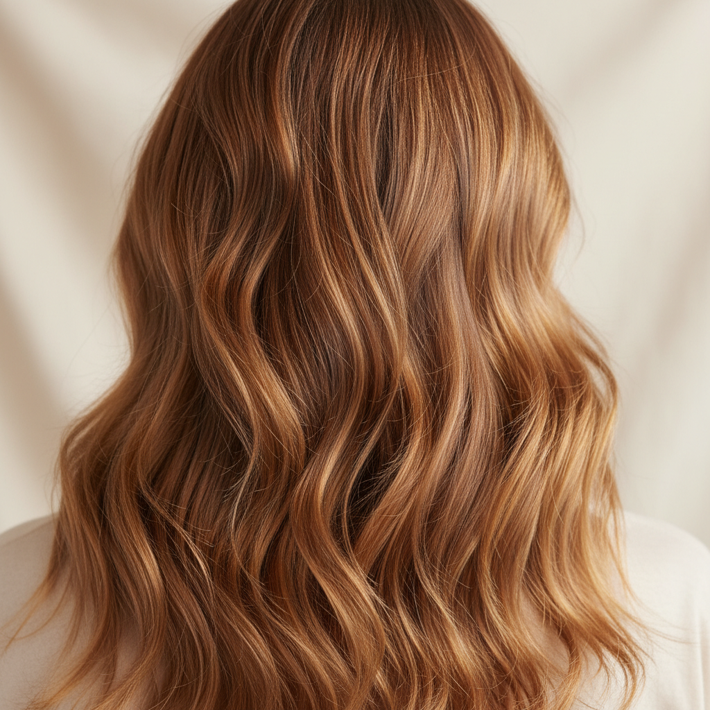 Close-up of beautifully textured, lived-in wavy hair with natural movement