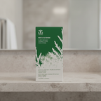 Arbonne Rescue & Renew Clarity Facial Set box on a neutral stone bathroom shelf