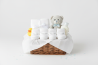 Gerber Baby Wiggle Proof Stay On white socks in baby shower gift basket with newborn items – More4less Outlet