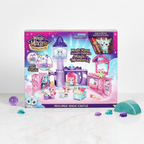 Magic Mixies Mixlings Magic Castle playset by Moose Toys on white marble with purple and teal gem crystal accents, studio product photography – More4less Outlet