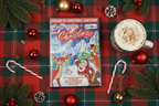 A Classic Christmas DVD festive flat lay with Christmas ornaments pine cones candy canes and hot cocoa on red plaid – More4less Outlet
